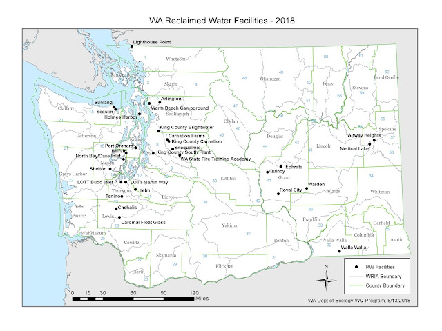 Map of all reclaimed water facilities across the state as of 2018