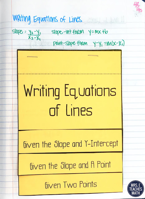These interactive notebook pages for parallel lines in geometry were so helpful for my student's notes. We put the foldables in their INBs and worked on activities afterwards. They didn't struggle with the equations of parallel and perpendicular lines because it was review from algebra.