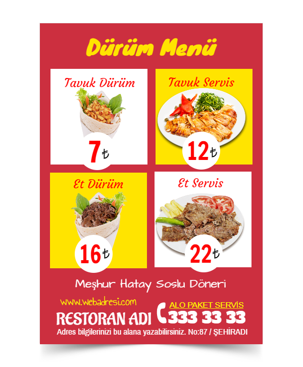 Dönerci, Kebapçı El İlanı Broşür Tasarım Örnekleri