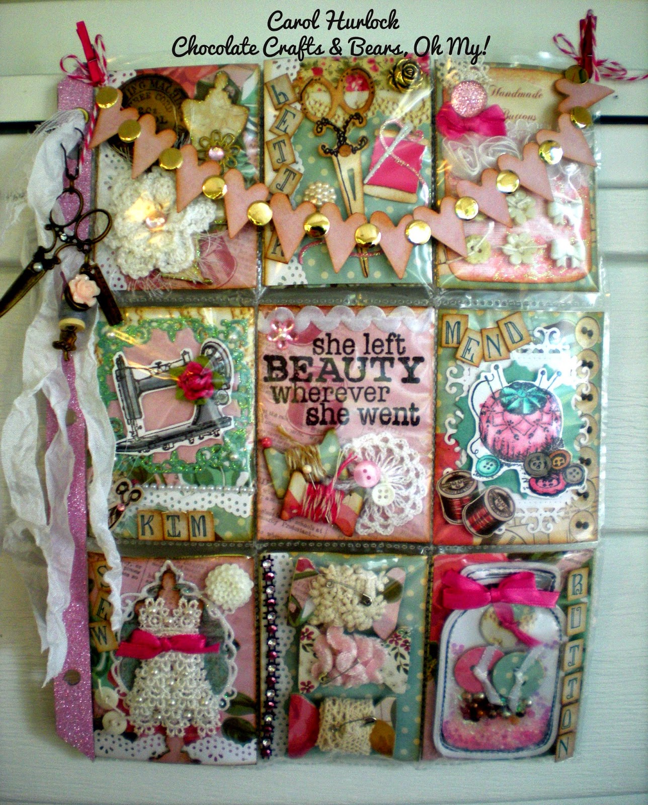 Chocolate Crafts And Bears Oh My Sewing Themed Pocket Letter Swap
