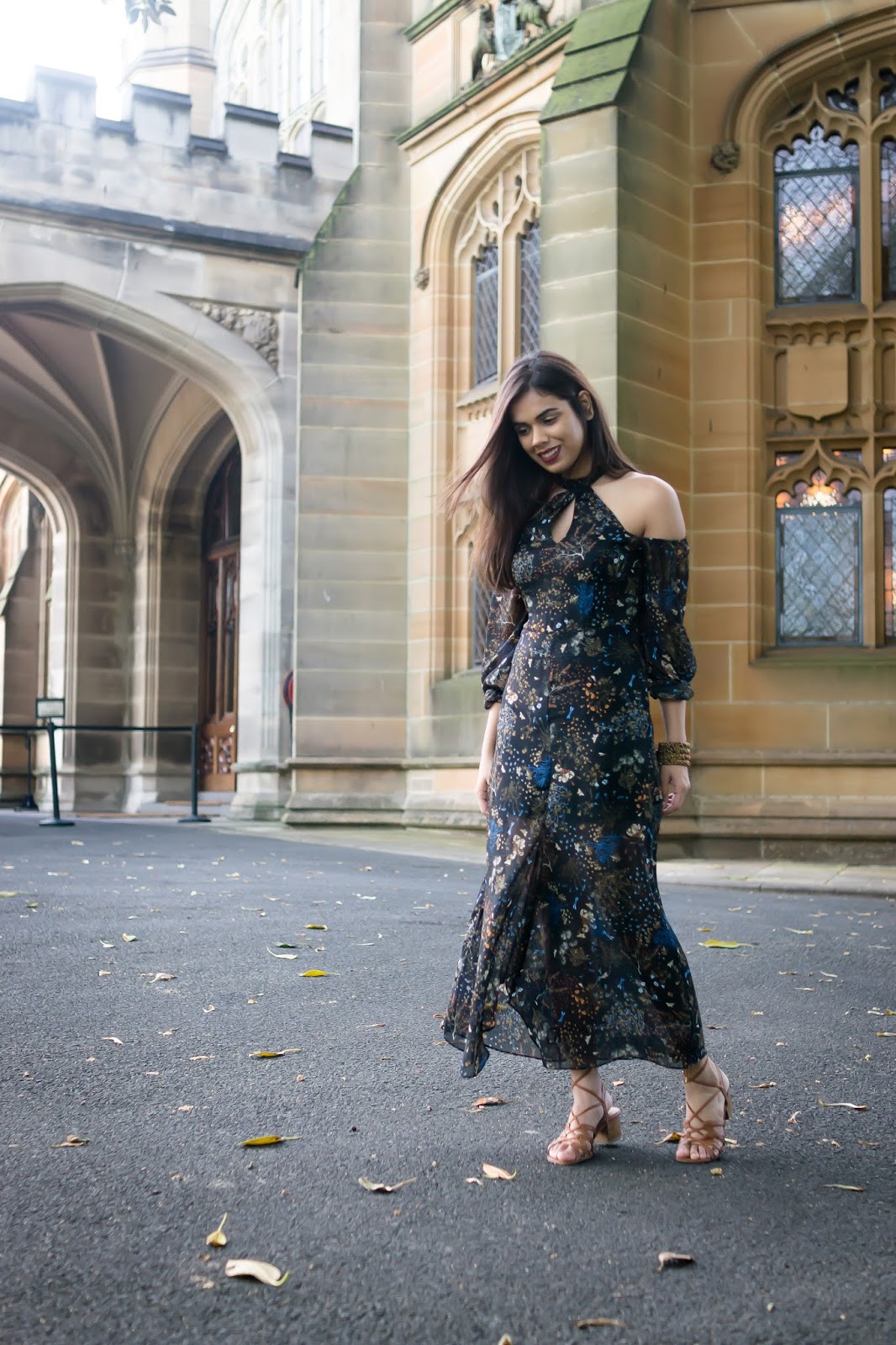 Cutout Shoulder Maxi Dress