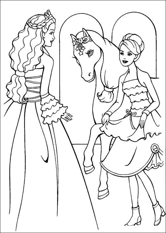 Disney Coloring Pages : Barbie Princess and A Magic Horse title=