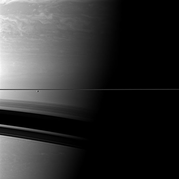 A view of Saturn and its Rings, Enceladus and Epimetheus!