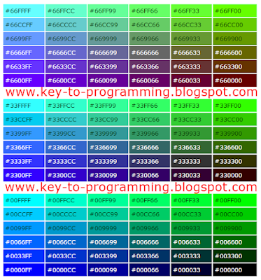 Color shade card for HTML