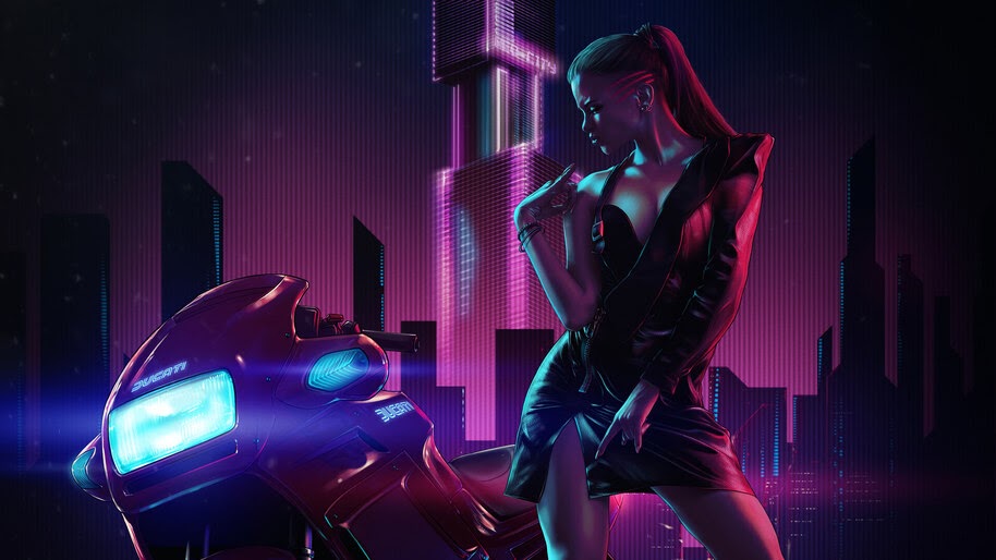 Biker, Girl, Sci-Fi, Digital Art, 4K, #4.2056