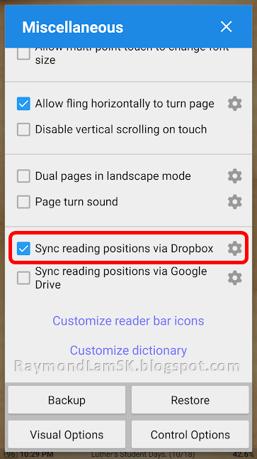 Mobile screenshot: Moon Reader - How to sync bookmarks across devices