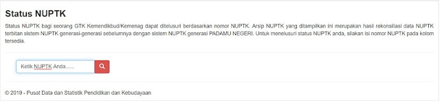 Cek NUPTK melalui Verval PTK Cek NUPTK untuk mengetahui aktif atau tidak