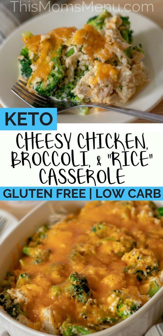 Keto Chicken, Broccoli and “Rice” Casserole Moms Cooking