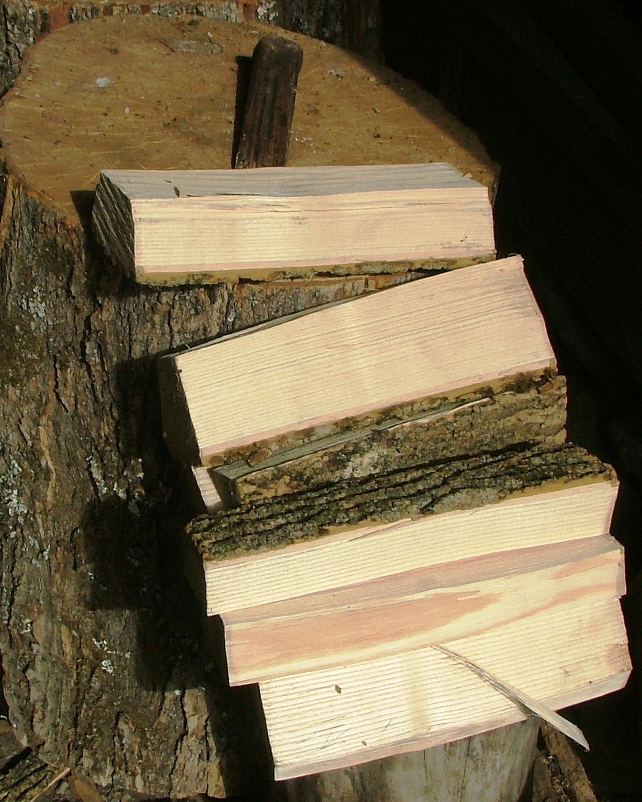 Rural Blacksmith Making Hammer Handles Splitting out the wood.