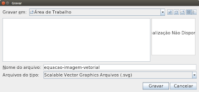 Escolha o nome do arquivo e o tipo de arquivo: Scalable Vector Graphics Arquivos (.svg). Em seguida clique em Gravar.