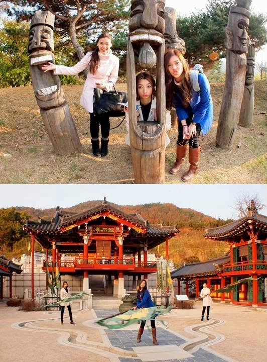 新罗千年公园里多个景点都让三位美姐玩得不亦乐乎，同时也增长了许多有关韩国新罗时期的历史知识