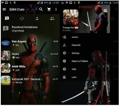 BBM Mod Tema Dead Pool v2.12.0.11 Apk Terbaru