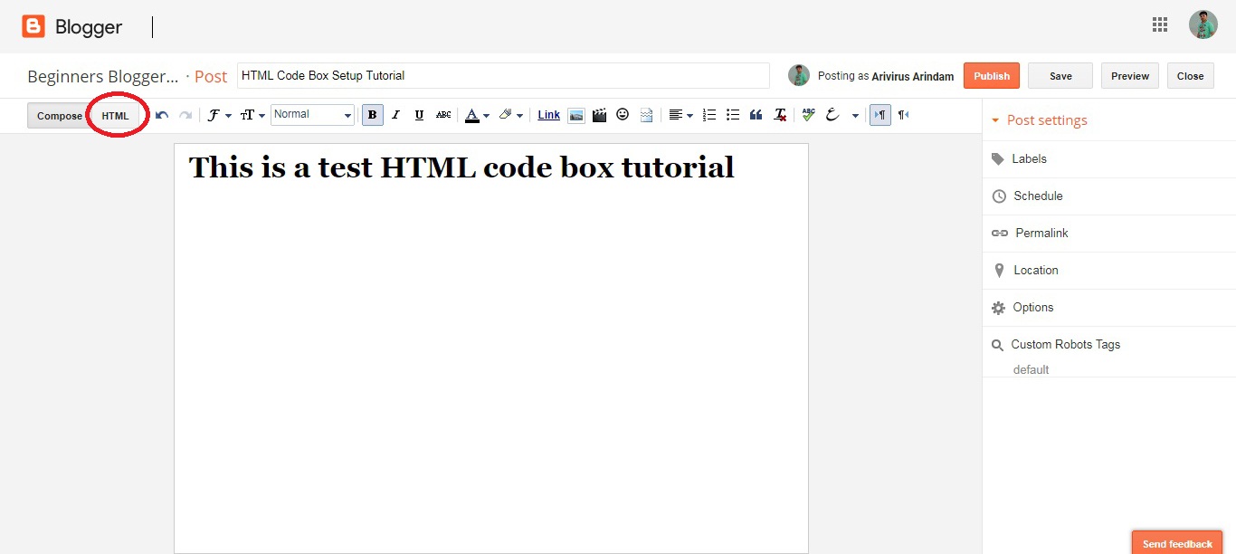 Creating A Html Javascript Code Box Inside Your Blog Post