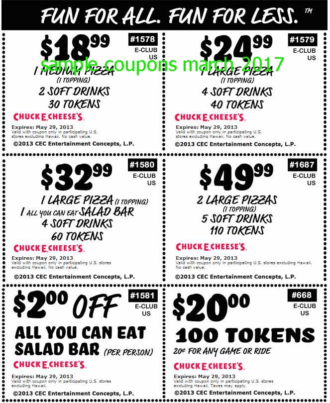 Chuck e cheese coupons 2018 november