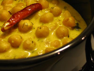 Tender Chickpeas in Golden Karhi Sauce