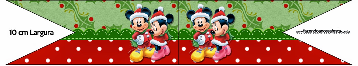 Minnie y Mickey Especial Navidad: Imprimibles Gratis para Fiestas. Banderitas o toppers para cupcakes o para poner en la comida.