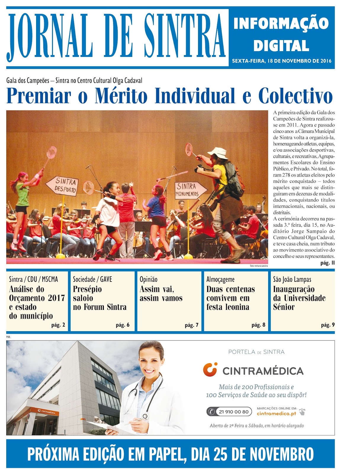 Capa da edição de 18-11-2016 Capa da edição de 18-11-2016