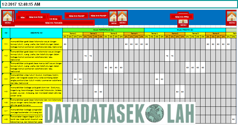 Format Penilaian Kurikulum 2013 Kelas 1 dan 4 Revisi 2016