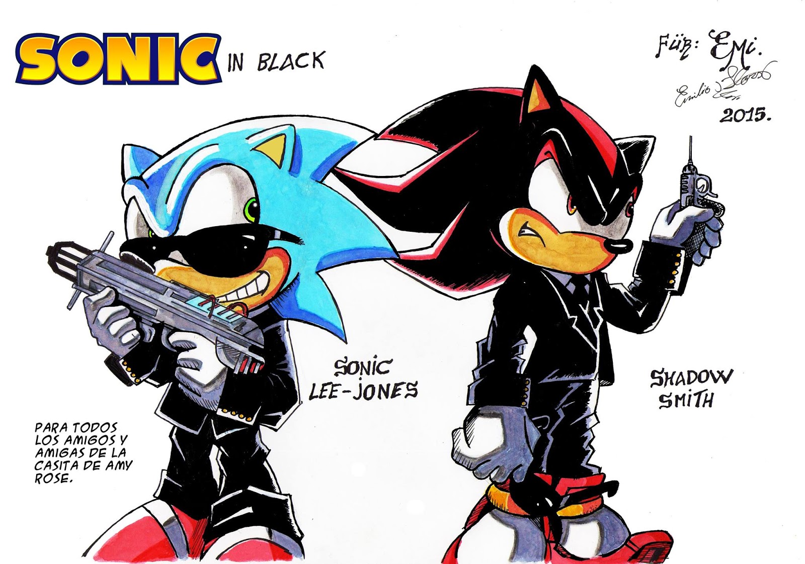 La casita de Amy Rose: Dibujo de Sonic y Shadow (por Emilio Flores)