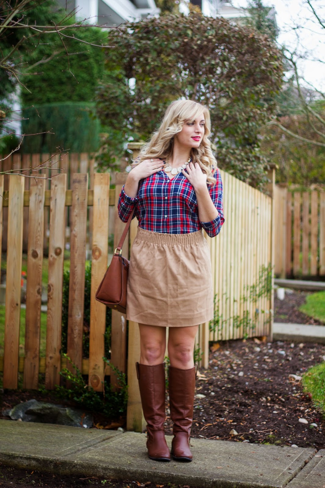 how to style plaid and camel