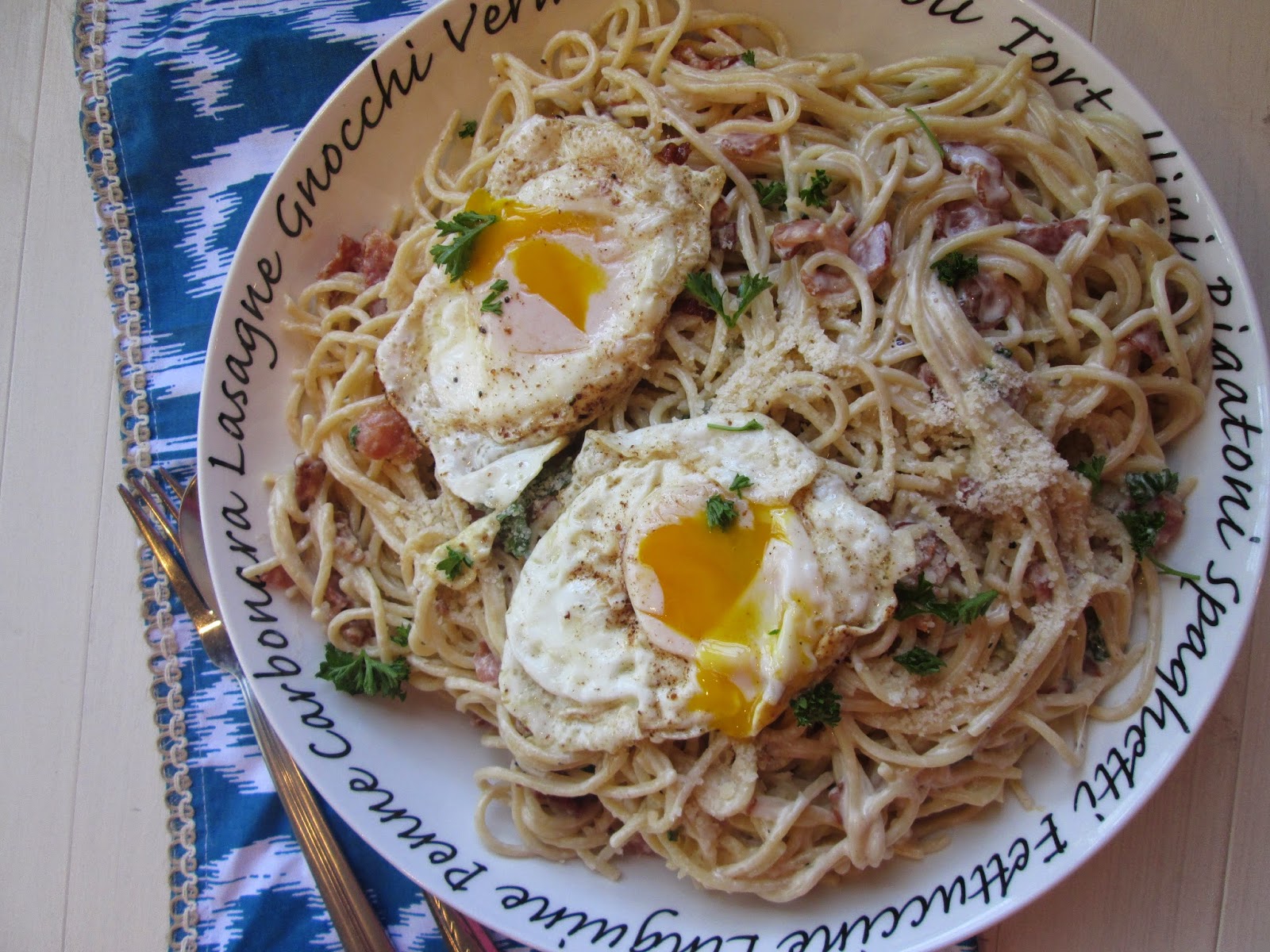 Stirring the Pot Spaghetti with Bacon, Egg, and Cheese