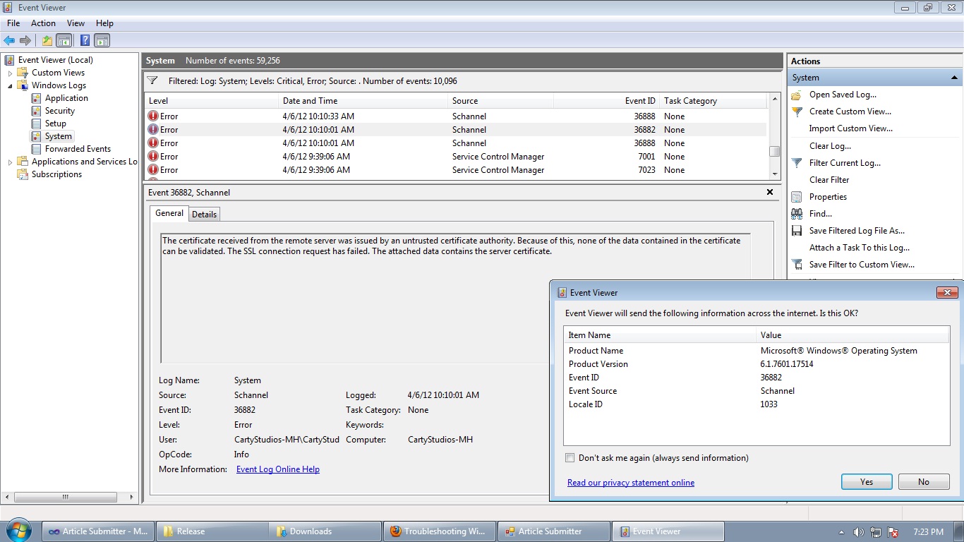 Troubleshooting Windows Errors And Solutions Event 36882 schannel