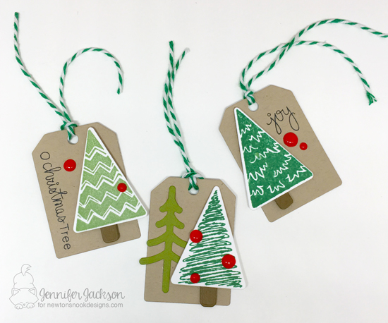 25 Days of Christmas Tags! Tree Tags by Jennifer Jackson | Festive Forest Stamp set by Newton's Nook Designs #newtonsnook