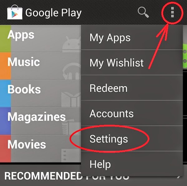 tab over three dots icon and then tap over settings