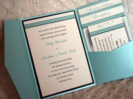 Pocket invitations like the one pictured below were the way to go