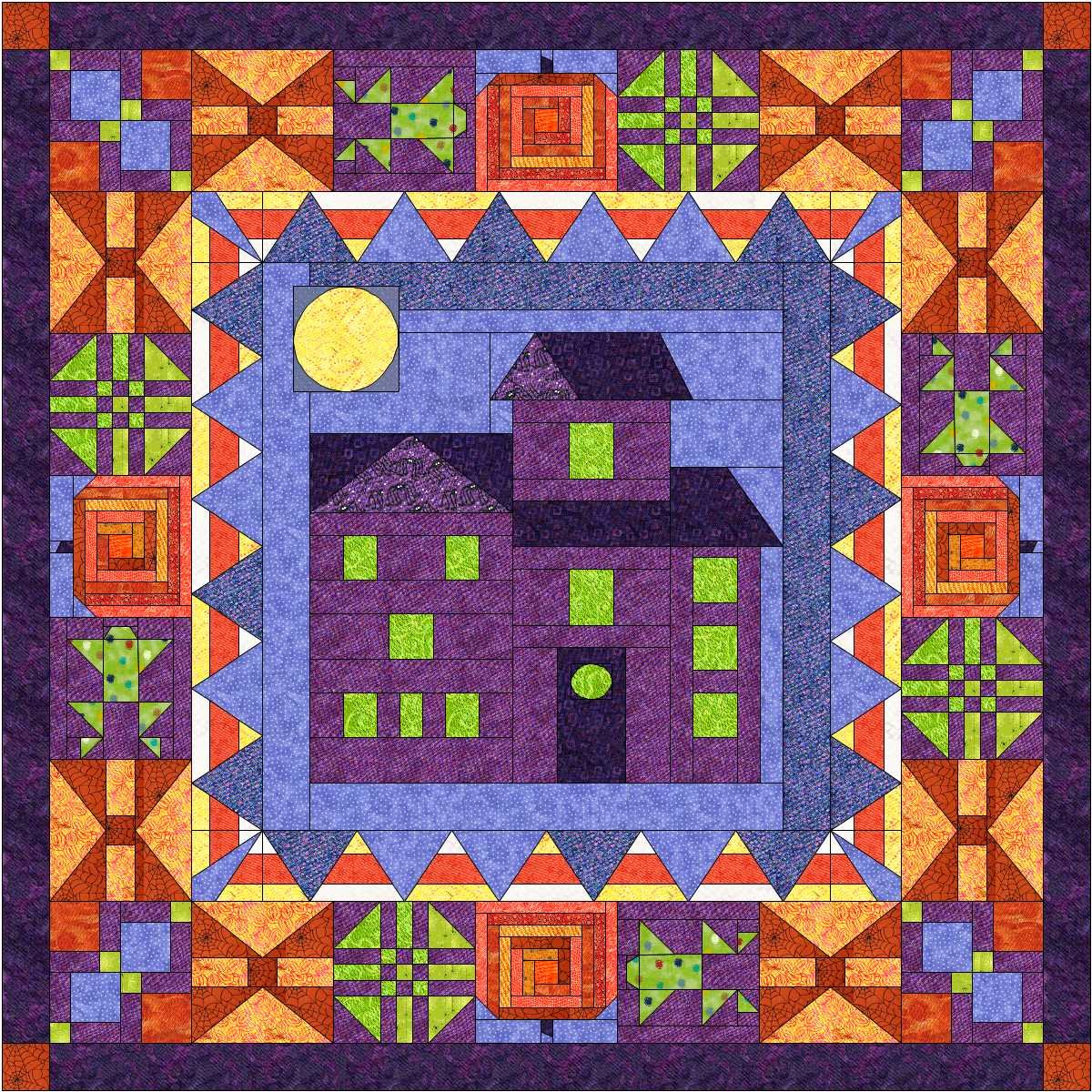 Peck's Pieces HoWlinG HauNteD HoUsE Wall Quilt