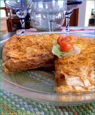 Chicken Enchilada Pot Pie, all the flavors of chicken enchiladas  in a tortilla crusted pot pie. | Recipe developed by www.BakingInATornado.com | #dinner #chicken