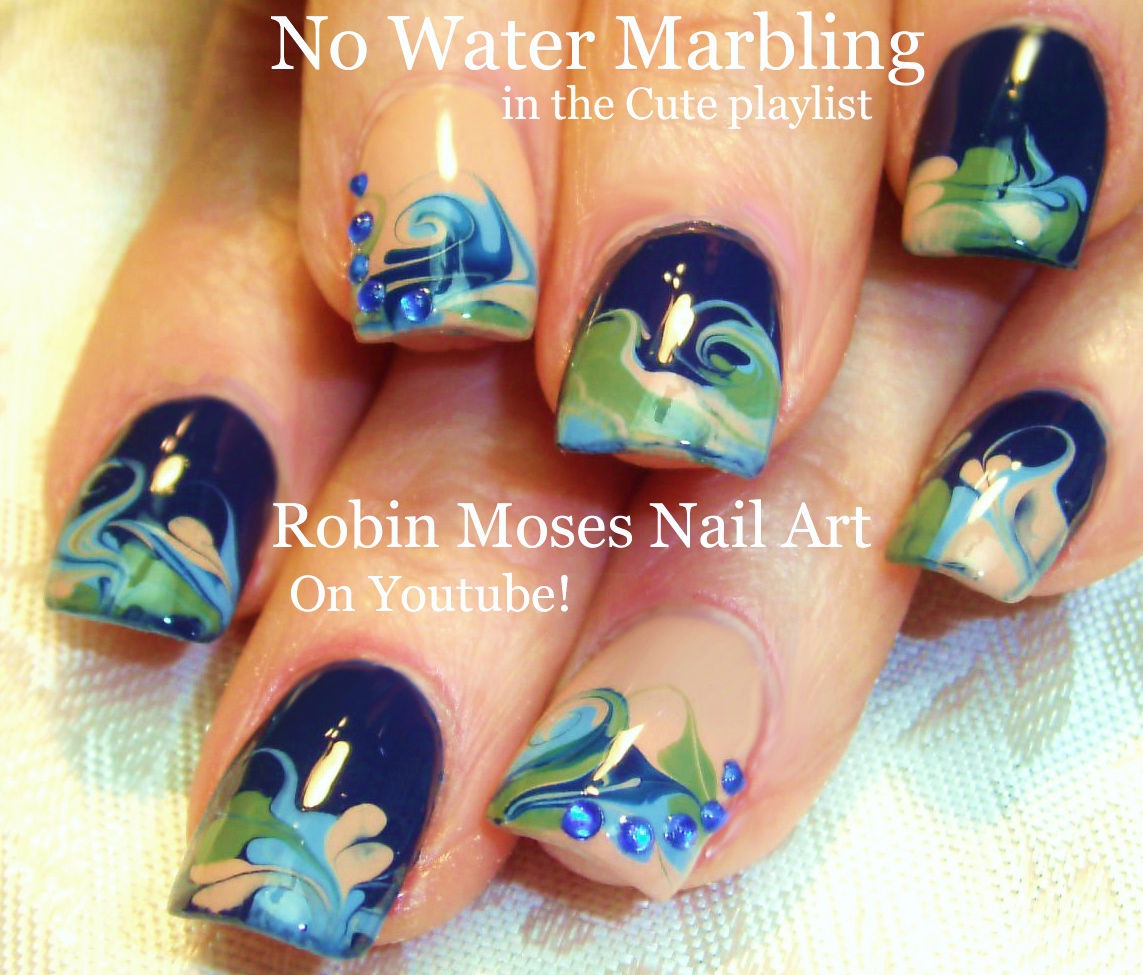 Nail Art By Robin Moses No Water Marble Design Tutorial