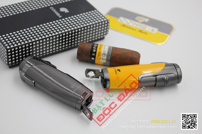 Mẫu bật lửa Cohiba khò 3 tia, có đục xì gà Bat-lua-kho-hut-xi-ga-cigar-3-tia-cohiba-h074