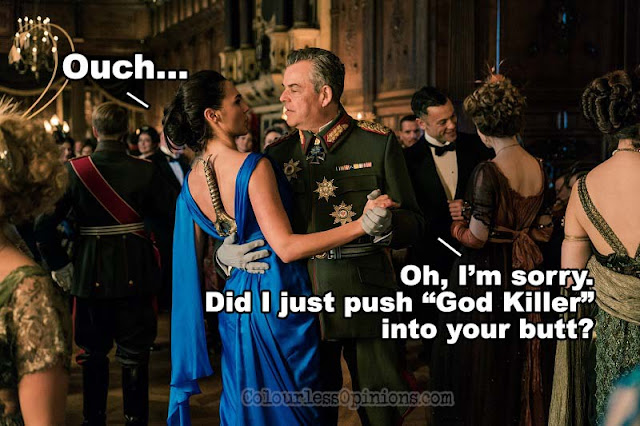 Can't he feel that long hard... sword at her back? wonder woman movie meme