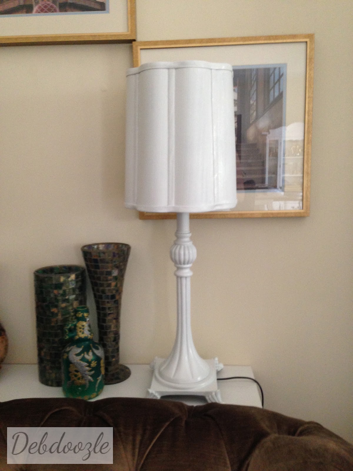 Debdoozle Spray Painting Black Fabric Lampshades (no fabric medium)