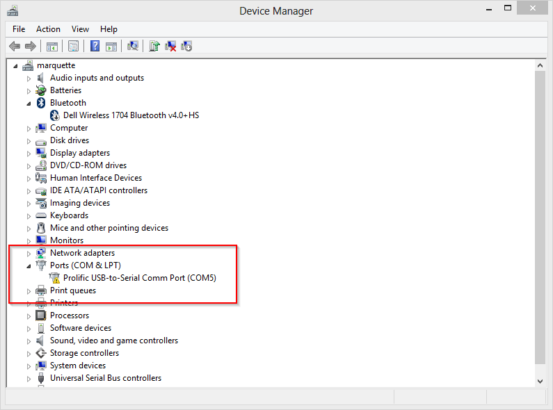 prolific usb to serial comm port not in device manager