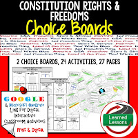 Civics and Government Digital Learning Choice Boards, Google Lessons, Constitutional Rights and Freedoms Civics and Government Digital Learning Choice Boards, Google Lessons, Constitutional Rights and Freedoms