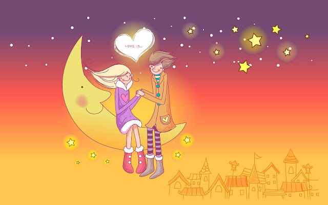 moon wallpaper, love is
