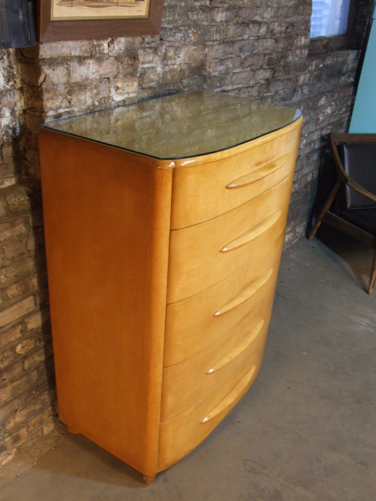 Mid Century Chicago Heywood Wakefield "Plaza" Wheat Highboy Dresser