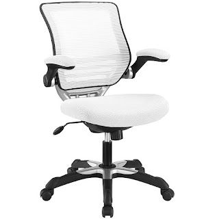 Product First View Modway Edge Mesh Back and White Mesh Seat Office Chair With Flip-Up Arms - Ergonomic Desk And Computer Chair