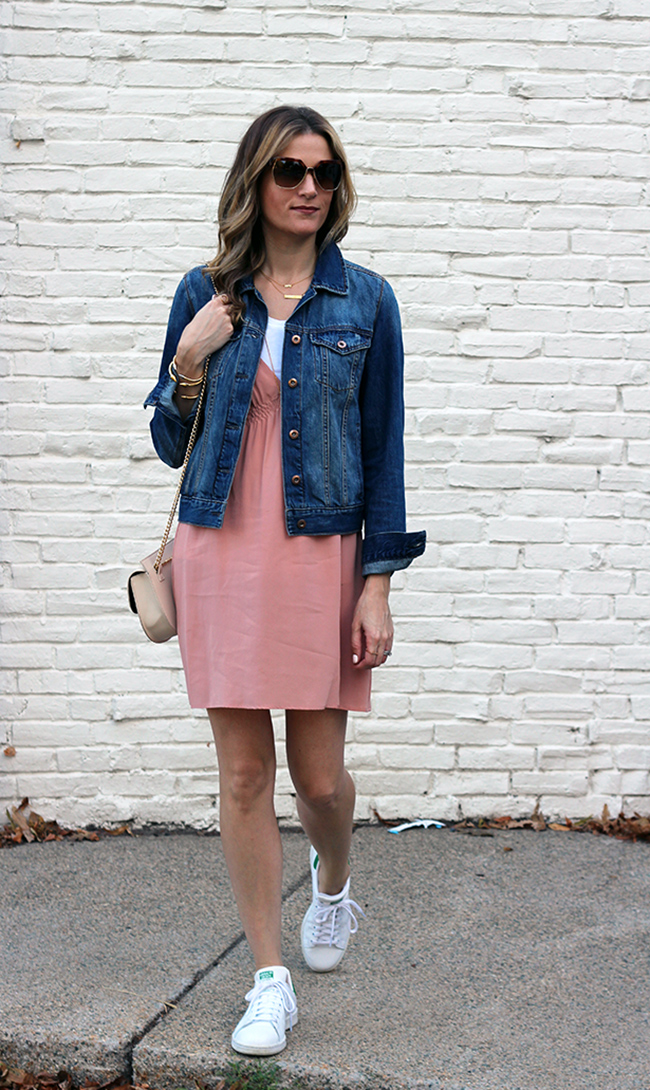 slip dress with jean jacket