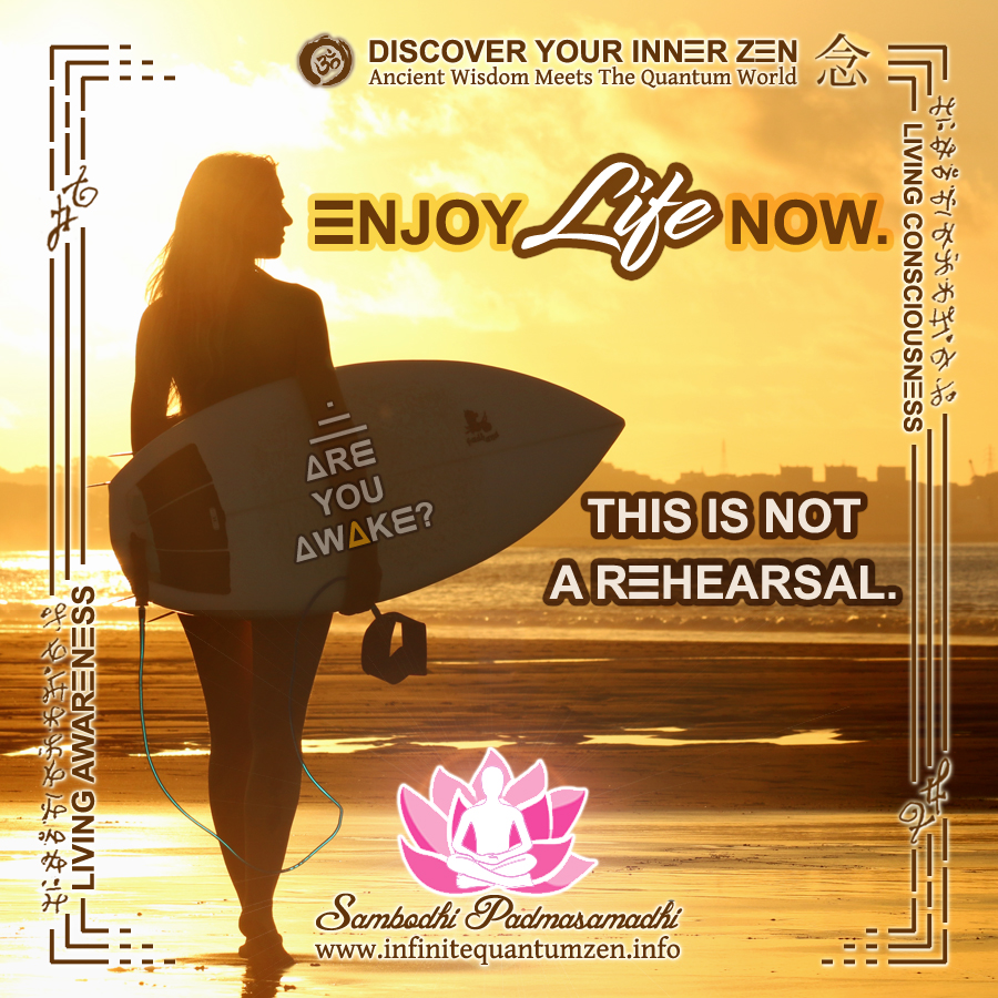 Enjoy Life Now, This is not a rehearsal - Infinite Quantum Zen, Success Life Quotes Happiness