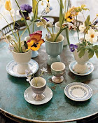 Spring Flowers In Eggcup Vases