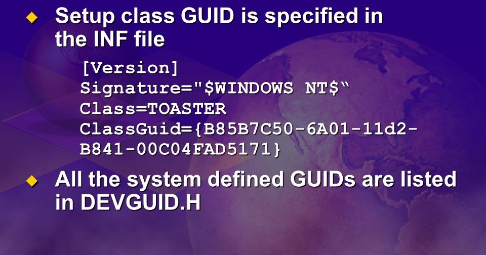 SystemDefined Device Setup Classes Available to Vendors KNOWLEDGE IS