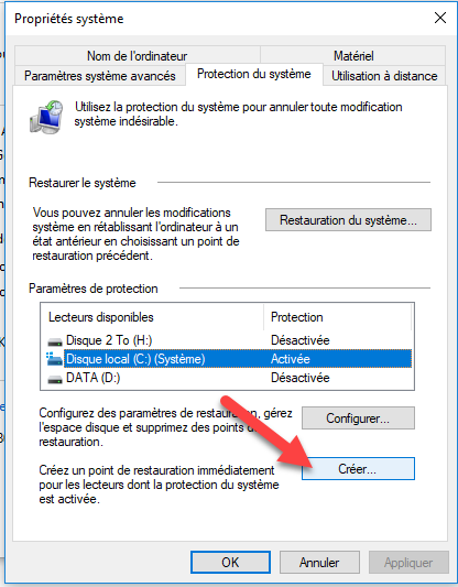 Trucs et astuces Windows 10 - Un raccourci pour créer un Point de restauration du système dans Windows 10 Trucs et astuces Windows 10 - Un raccourci pour créer un Point de restauration du système dans Windows 10