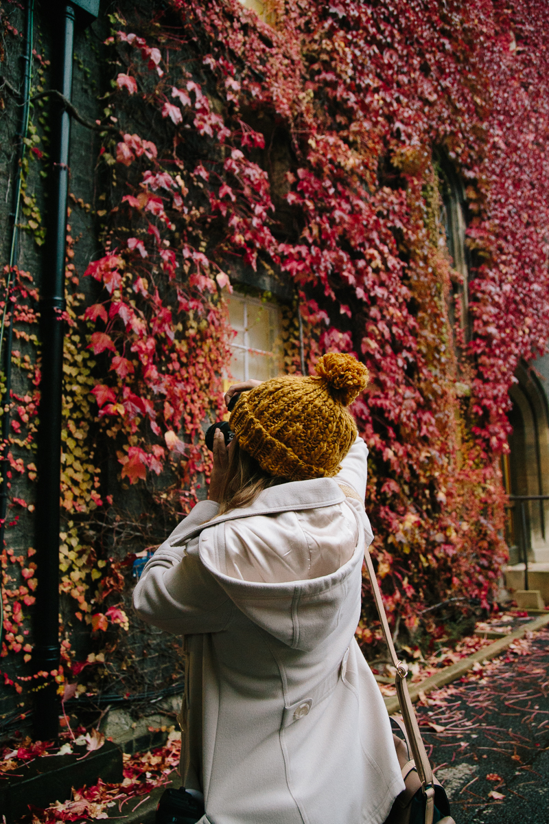 cambridge university autumn leaves cute bobble hat