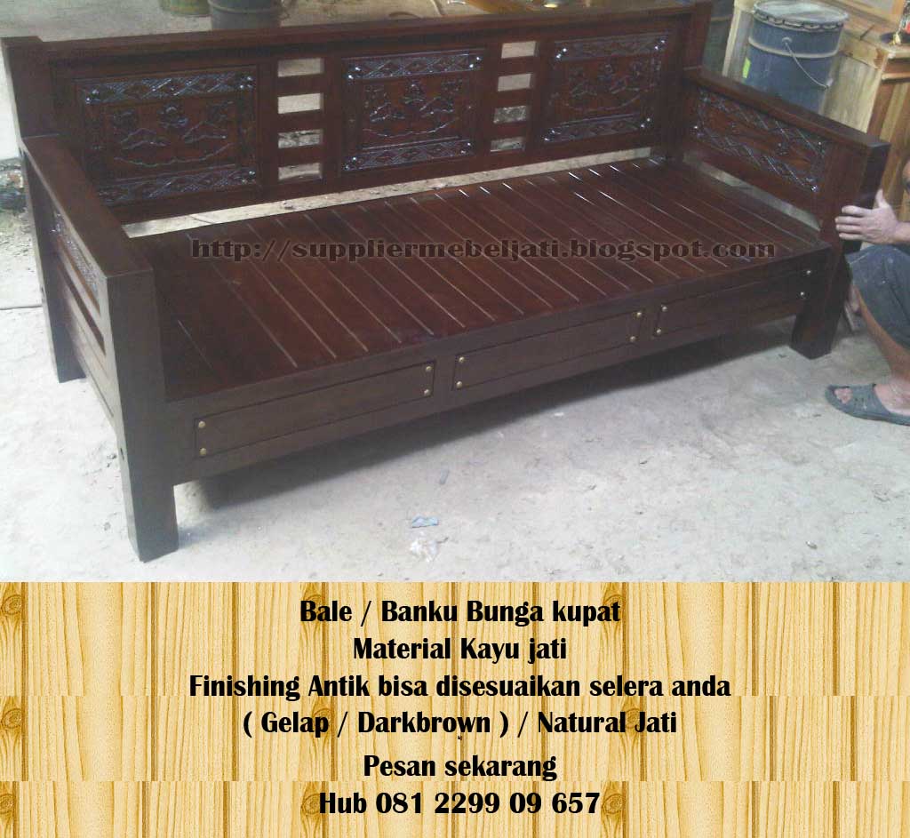 Jual mebel jati daybed bale bangku jati antik ukir