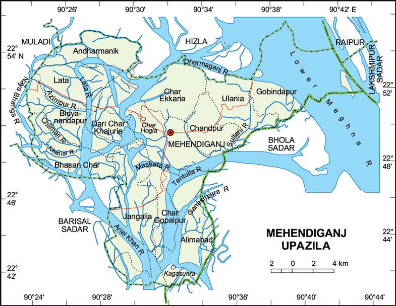 Mehendiganj Upazila Map barisal District Bangladesh