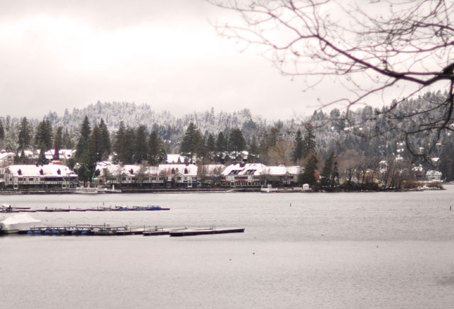 lake arrowhead village from across the lake