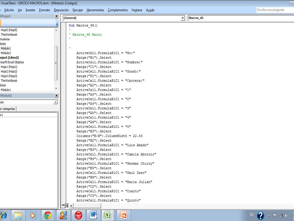 Aprendamos como usar Excel: CREAR UNA MACRO DESDE VISUAL BASIC